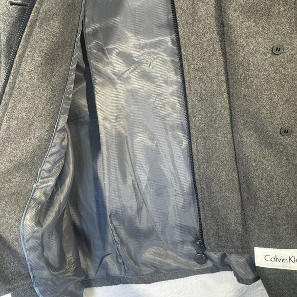 Calvin Klein Women's Gray And Black Wool Blend Mid-Length Coat Size 6 - Picture 8 of 12